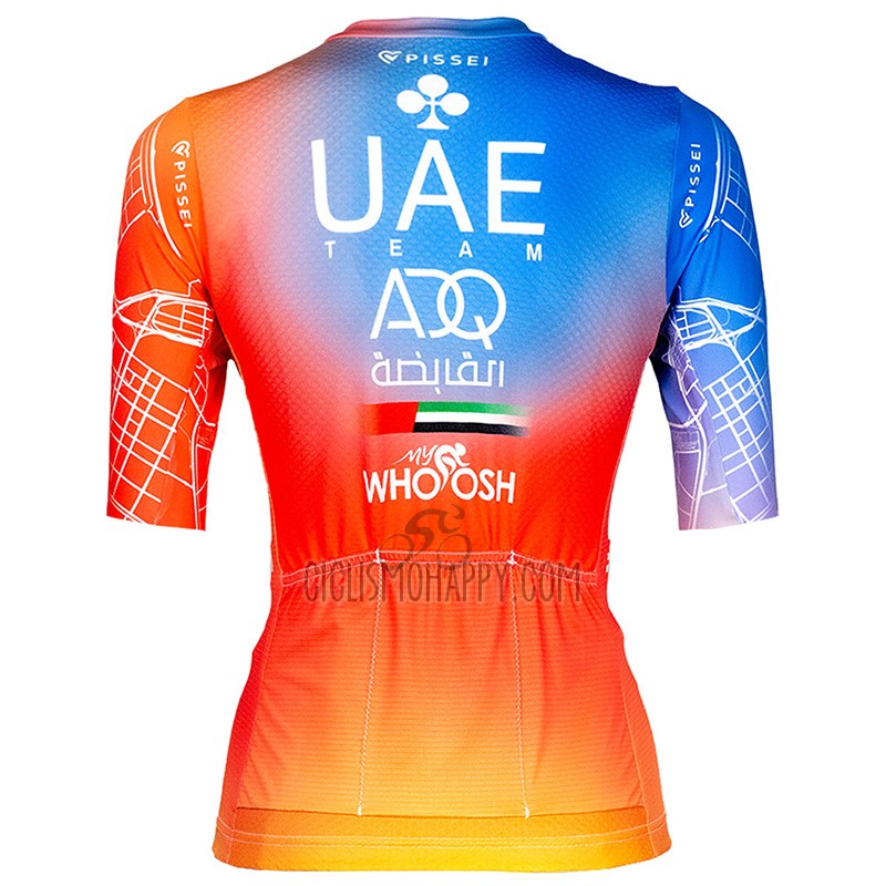 UAE Team Emirates Cycling Jersey Bib Short 2023 Short Sleeve Orange Sky Blue